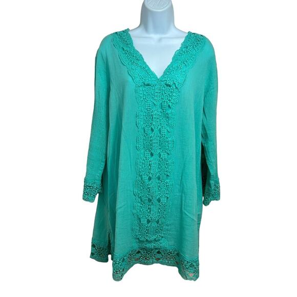 Isaac Mizrahi Daisy Swim Cover Up Women's Sz Large Beach Summer 3/4 Sleeve - Picture 7 of 8